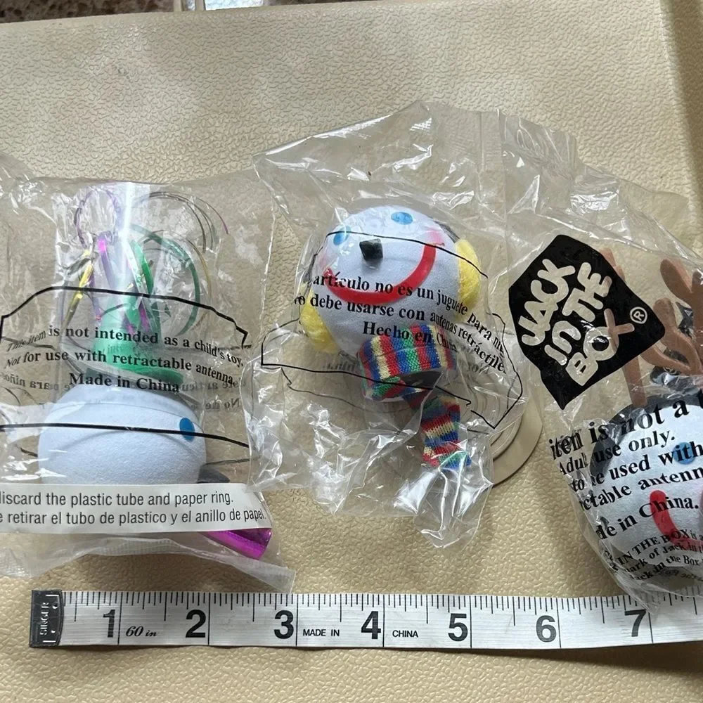 RARE Car 🚘 Antenna covers by Jack in the Box 2005 Snowman ⛄️ Reindeer 🦌 NYE 🎉